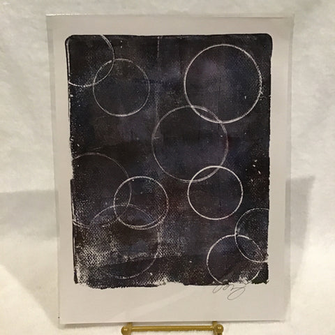 Twin Cat 9x12 Purple & White Circles Signed Art Print