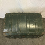 Vintage Green Painted Wood & Metal Dome-Top Steamer Trunk