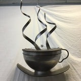 Metal Steaming Mug & Saucer Sculpture