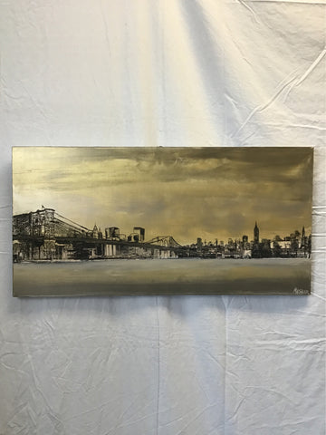 Signed Original Brooklyn Bridge Painting on Canvas