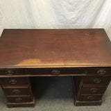 Vintage Federal Maddox Mahogany Veneer 7-Drawer Kneehole Desk