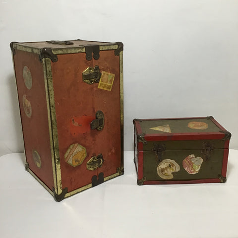 2pc Doll Steamer Trunk & Wardrobe Trunk