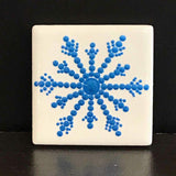 Susan Sitaraman Single Hand Painted Snowflake Mandala On White Tile Magnet