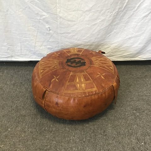 Vintage Brown Leather Floor Meditation Cushion