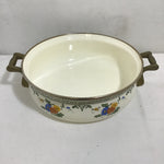 Vintage MC Asta Floral Enamel & Brass Dutch Oven