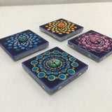 Susan Sitaraman Single Hand Painted Mandala On Blue Tile Magnet