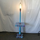 Upcycled Hand Painted Floor Lamp W/ Attached Table