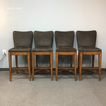 5pc Modern Thomasville Brown Suede & Oak Pub Set