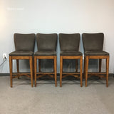 5pc Modern Thomasville Brown Suede & Oak Pub Set