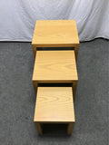 Set of 3 Modern Oak Veneer Cube Nesting Tables