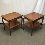 Pair of Vintage French Provincial Cherry & Leather Night Stands