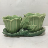 Vintage MC McCoy Green Ceramic Swallow Double Planter