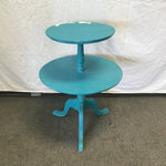 Blue Painted Round 2-Tier Accent Table