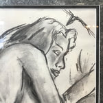 Signed 1998 Framed Figure Charcoal Drawing