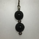3pc Sterling & Black Glass Bead Necklace & Earring Set
