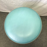 Modern Round Blue/Green & White Upholstered Ottoman