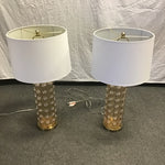 Pair of Modern Orange Bubble Glass Table Lamps