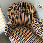 Reupholstered Antique Blue & Gold Striped Fainting Couch