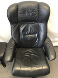 2pc Modern MCM Hjellegjerde Black Leather Recliner & Ottoman