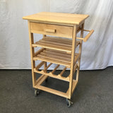 Modern Solid Tropical Wood 5-Tier 1-Drawer Kitchen Cart