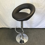 Modern Brown Vinyl & Silver Metal Adjustable-Height Stool