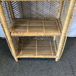 Vintage MCM Wicker & Rattan 4-Tier Round-Top Shelf