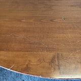Modern French Country Green & Dark-Stained Solid Cherry Pedestal Dining Table