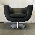 Contemporary Zuri Black Leather "Macie" Swivel Accent Chair