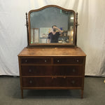 Vintage Cherry Veneer 4-Drawer Dresser& Mirror