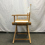 Solid Tropical Wood & White Canvas Folding Director's Chair