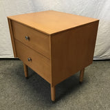Modern MCM Cherry Veneer 2-Drawer Night Stand