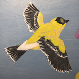 Black-Framed Goldfinches Original Acrylic Painting