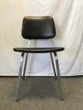Vintage MCM Black Vinyl & Chrome Metal Accent Chair