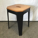 Single Modern Industrial Tropical Wood  & Black Metal Dining Stool