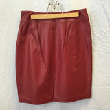 Ralph Lauren Red Leather Midi Pencil Skirt