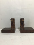 Pair Vintage "Black Forest" Hand Carved Wooden Dog Bookends