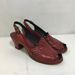 1940's Westport Walkers Red Leather Slingback Pumps