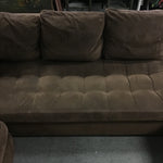 3pc Modern American "Astoria" Leather Brown Suede Sectional & Ottoman