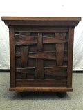 Vintage Carved Solid Oak Rolling Chest