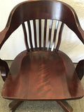 Solid Cherry Slat-Back Rolling Swivel Office Chair