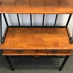 Modern Tropical Wood & Black Metal Baker's Rack