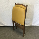 Vintage Stakmore Solid Black Walnut & Yellow Vinyl Folding Chair