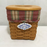 1997 Longaberger Woven Solid Maple Lidded Tissue Box Basket