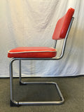 Single Modern MCM Atomic Red Vinyl & Chrome Cantilever Dining Chair