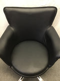 Modern Black Vinyl Adjustable-Height Rolling Office Chair