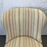 Vintage Green & Pink Striped Upholstered Slipper Accent Chair