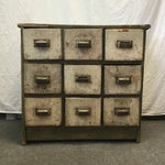 Vintage Rustic Green & White Painted 9-Drawer Dresser