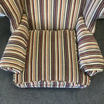 Vintage Striped Velvet Wingback Armchair
