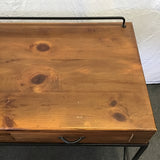 Modern Solid Pine & Black Metal Desk