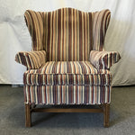 Vintage Striped Velvet Wingback Armchair